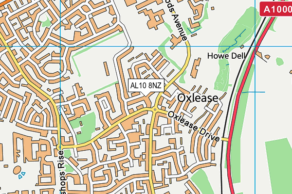 AL10 8NZ map - OS VectorMap District (Ordnance Survey)