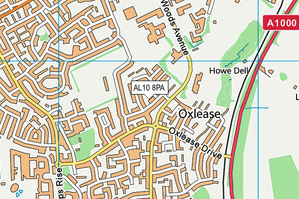 AL10 8PA map - OS VectorMap District (Ordnance Survey)