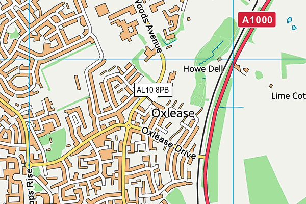 AL10 8PB map - OS VectorMap District (Ordnance Survey)