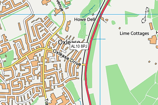 AL10 8PJ map - OS VectorMap District (Ordnance Survey)