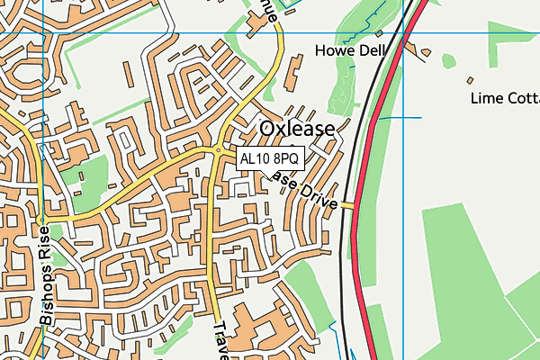 AL10 8PQ map - OS VectorMap District (Ordnance Survey)