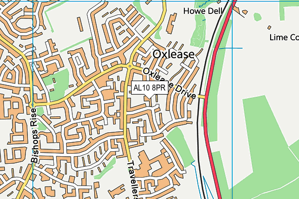 AL10 8PR map - OS VectorMap District (Ordnance Survey)