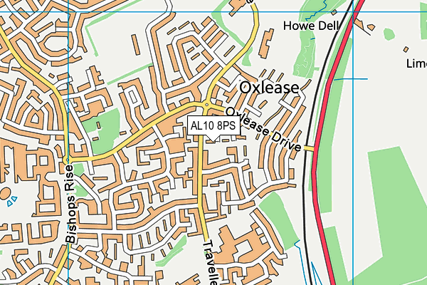 AL10 8PS map - OS VectorMap District (Ordnance Survey)