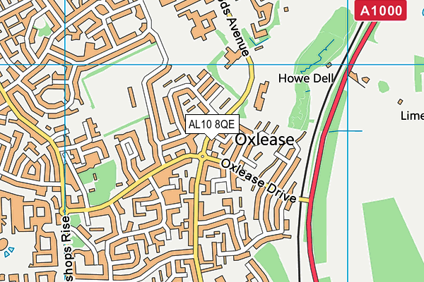 AL10 8QE map - OS VectorMap District (Ordnance Survey)