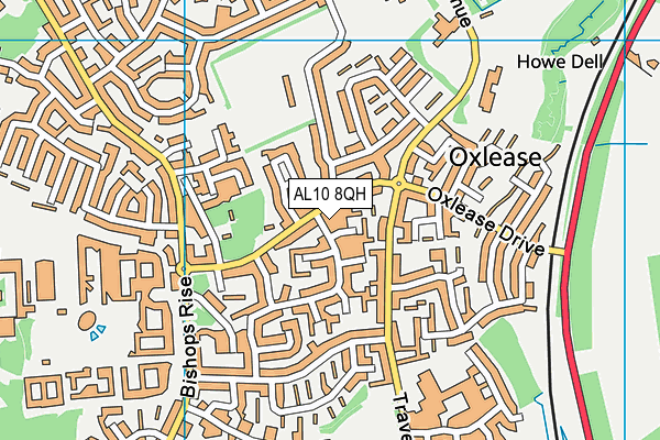 AL10 8QH map - OS VectorMap District (Ordnance Survey)
