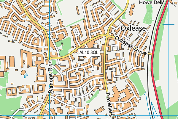 AL10 8QL map - OS VectorMap District (Ordnance Survey)