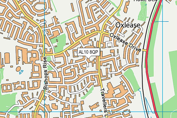 AL10 8QP map - OS VectorMap District (Ordnance Survey)