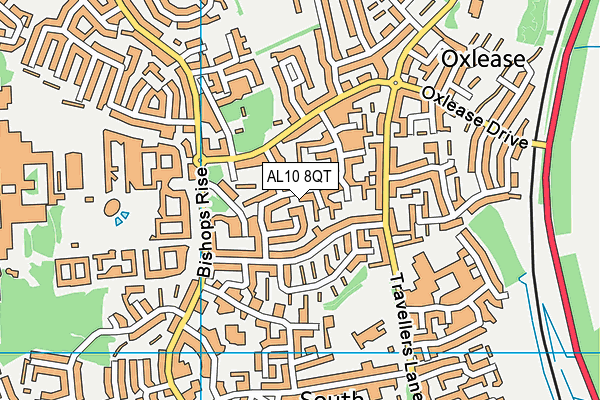 AL10 8QT map - OS VectorMap District (Ordnance Survey)