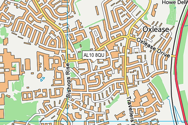 AL10 8QU map - OS VectorMap District (Ordnance Survey)