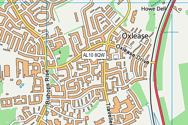 AL10 8QW map - OS VectorMap District (Ordnance Survey)