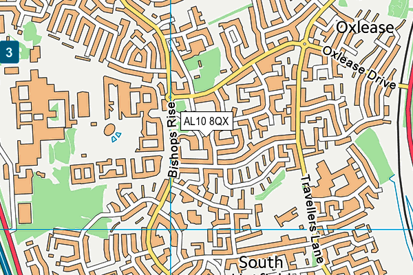 AL10 8QX map - OS VectorMap District (Ordnance Survey)