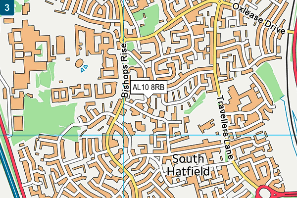 AL10 8RB map - OS VectorMap District (Ordnance Survey)