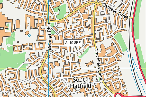 AL10 8RF map - OS VectorMap District (Ordnance Survey)