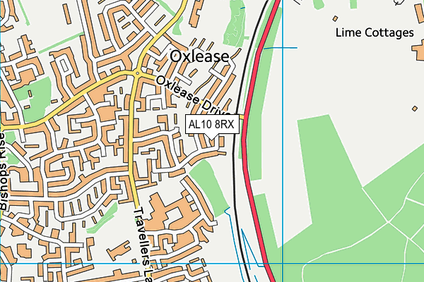 AL10 8RX map - OS VectorMap District (Ordnance Survey)