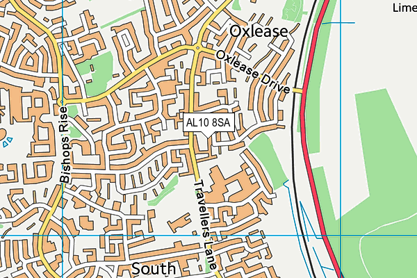 AL10 8SA map - OS VectorMap District (Ordnance Survey)