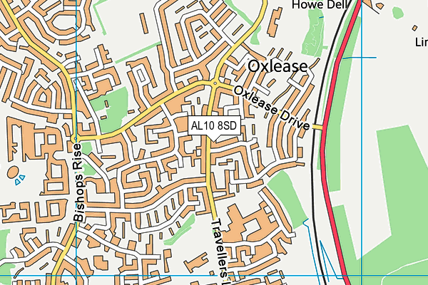 AL10 8SD map - OS VectorMap District (Ordnance Survey)