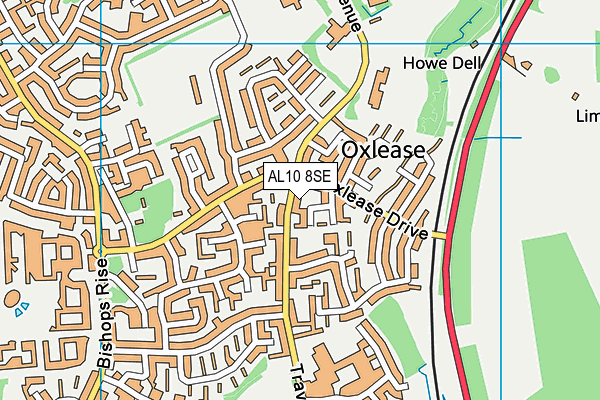 AL10 8SE map - OS VectorMap District (Ordnance Survey)