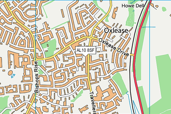AL10 8SF map - OS VectorMap District (Ordnance Survey)