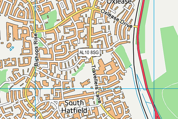 AL10 8SG map - OS VectorMap District (Ordnance Survey)
