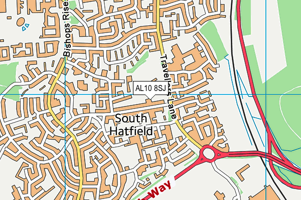 AL10 8SJ map - OS VectorMap District (Ordnance Survey)