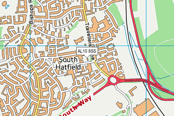 AL10 8SS map - OS VectorMap District (Ordnance Survey)