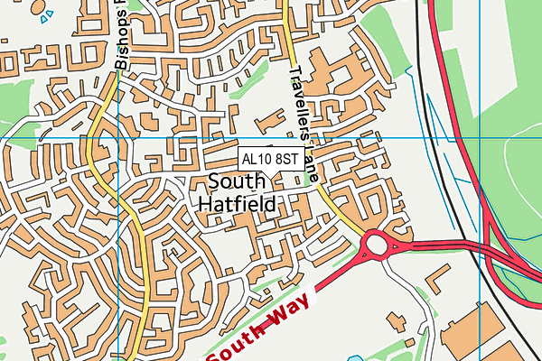 AL10 8ST map - OS VectorMap District (Ordnance Survey)