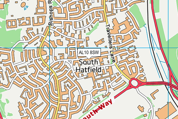 AL10 8SW map - OS VectorMap District (Ordnance Survey)