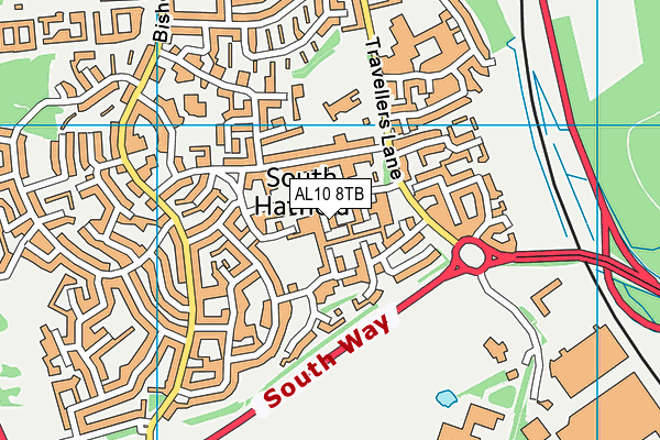 AL10 8TB map - OS VectorMap District (Ordnance Survey)