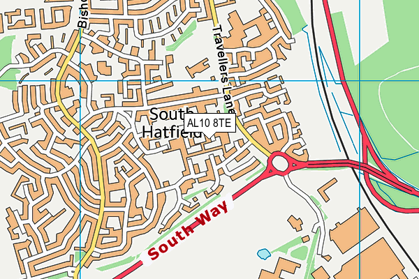 AL10 8TE map - OS VectorMap District (Ordnance Survey)