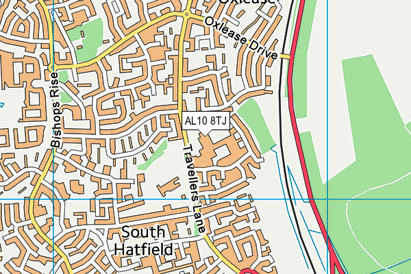 AL10 8TJ map - OS VectorMap District (Ordnance Survey)