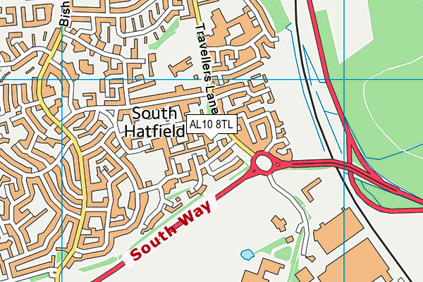 AL10 8TL map - OS VectorMap District (Ordnance Survey)