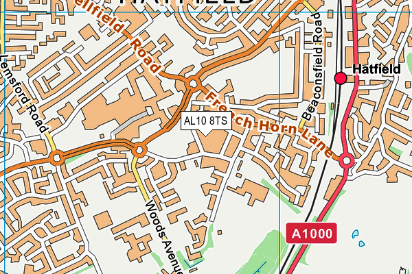 AL10 8TS map - OS VectorMap District (Ordnance Survey)