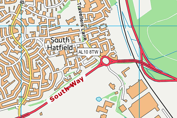 AL10 8TW map - OS VectorMap District (Ordnance Survey)