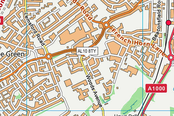 AL10 8TY map - OS VectorMap District (Ordnance Survey)