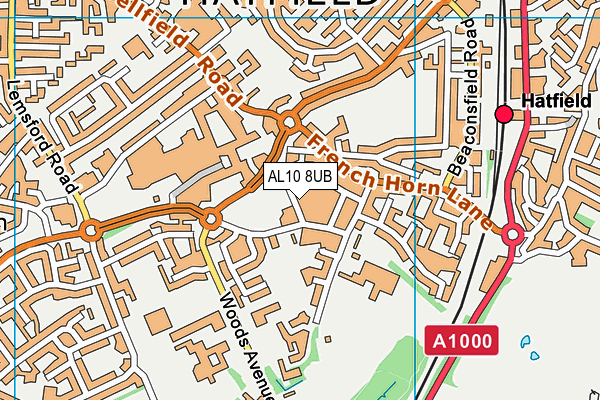 AL10 8UB map - OS VectorMap District (Ordnance Survey)