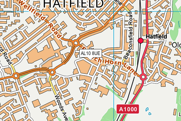 AL10 8UE map - OS VectorMap District (Ordnance Survey)