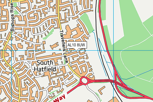 AL10 8UW map - OS VectorMap District (Ordnance Survey)