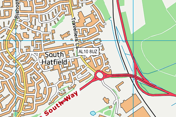 AL10 8UZ map - OS VectorMap District (Ordnance Survey)