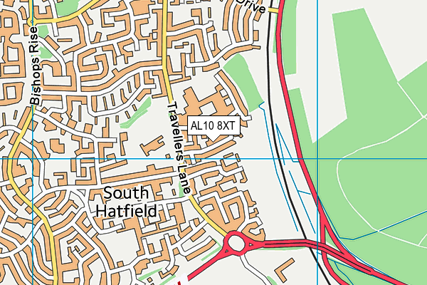 AL10 8XT map - OS VectorMap District (Ordnance Survey)