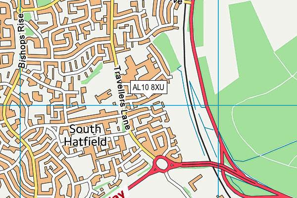 AL10 8XU map - OS VectorMap District (Ordnance Survey)