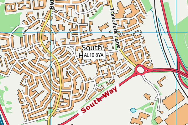 AL10 8YA map - OS VectorMap District (Ordnance Survey)