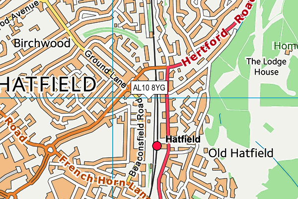 AL10 8YG map - OS VectorMap District (Ordnance Survey)