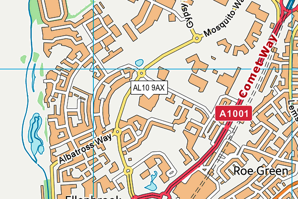 AL10 9AX map - OS VectorMap District (Ordnance Survey)