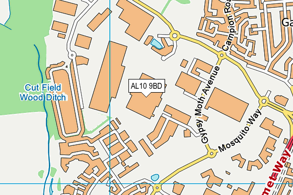 AL10 9BD map - OS VectorMap District (Ordnance Survey)