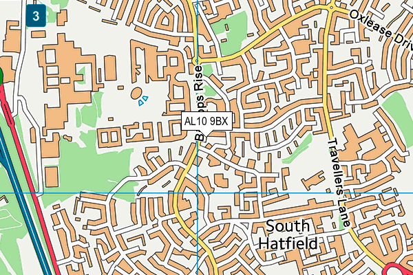 AL10 9BX map - OS VectorMap District (Ordnance Survey)