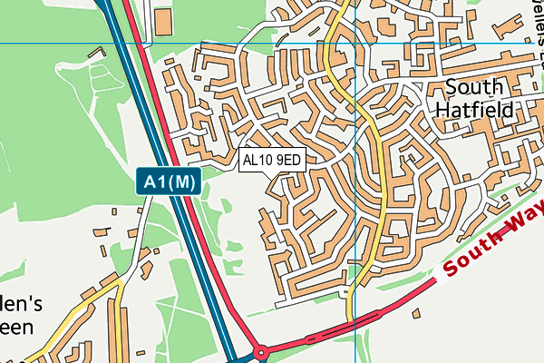 AL10 9ED map - OS VectorMap District (Ordnance Survey)