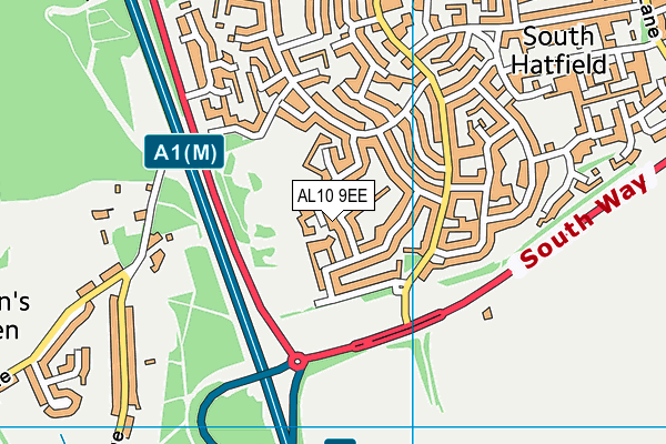 AL10 9EE map - OS VectorMap District (Ordnance Survey)