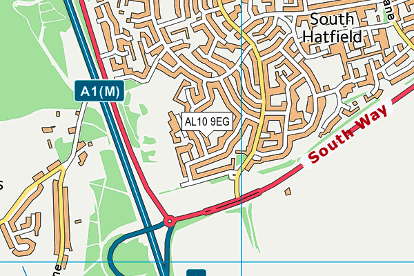 AL10 9EG map - OS VectorMap District (Ordnance Survey)