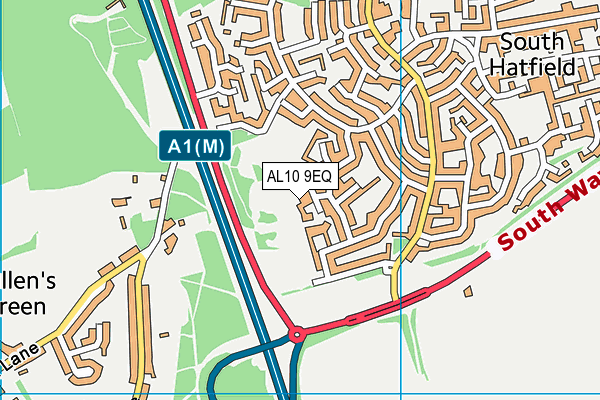 AL10 9EQ map - OS VectorMap District (Ordnance Survey)