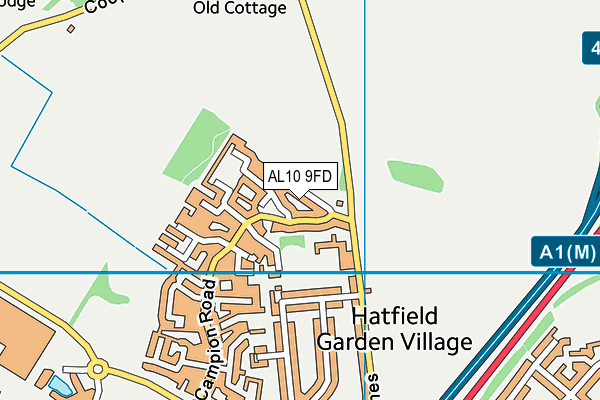AL10 9FD map - OS VectorMap District (Ordnance Survey)